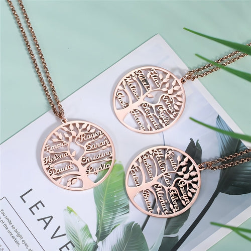 🌳 Family Tree of Life – Personalized Multi-Name Necklace 925 Silver