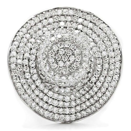 Cowboy Hat Rhodium 925 Sterling Silver Ring with AAA Grade CZ  in Clear