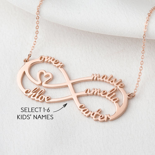 Personalized Infinity Name Necklace, Mum Necklace,Family Name Necklace