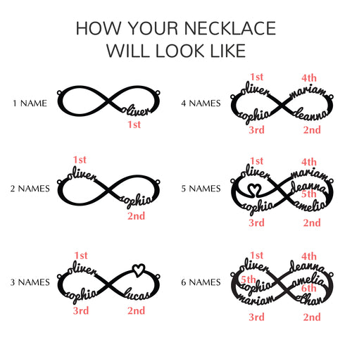 Personalized Infinity Name Necklace, Mum Necklace,Family Name Necklace