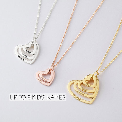 Grandma Mum Heart Necklace, Personalized  Jewellery, Nana Necklace