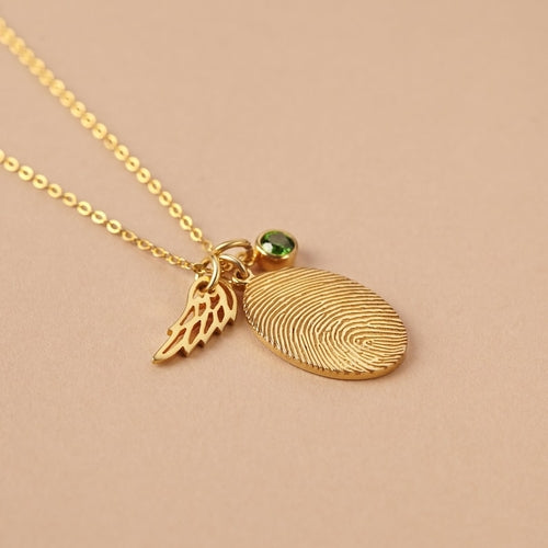 Personalised Fingerprint Necklace, Fingerprint Jewellery With Birthstone