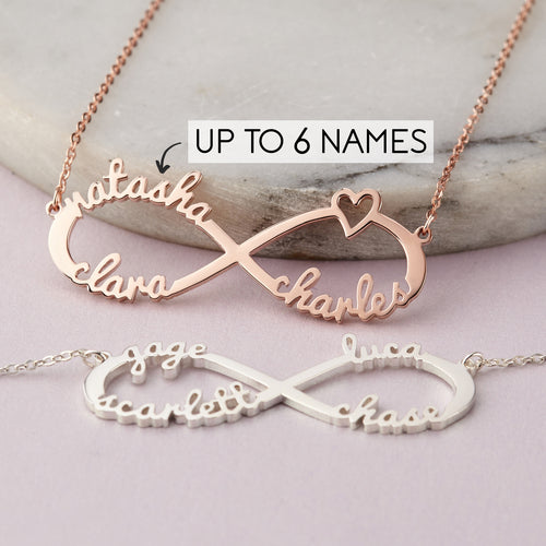 Personalized Infinity Name Necklace, Mum Necklace,Family Name Necklace
