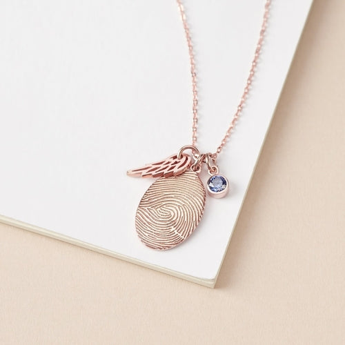 Personalised Fingerprint Necklace, Fingerprint Jewellery With Birthstone